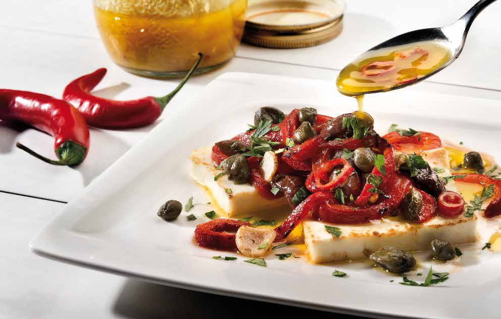 Baked Red Peppers with Olives, Capers & Feta